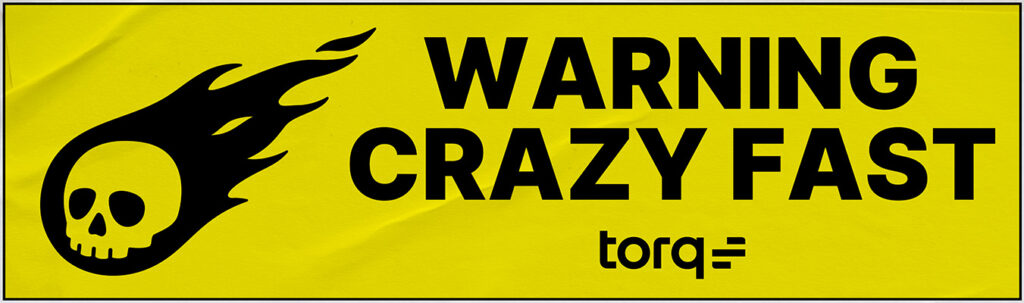 Sticker saying warning, crazy fast