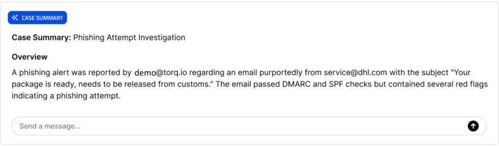 Example of how a naive AI-generated case summary doesn't have enough information for reliable SOC shift transfers