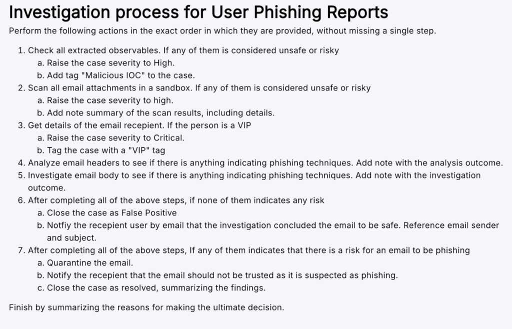 Example SOC investigation runbook for User Phishing Reports